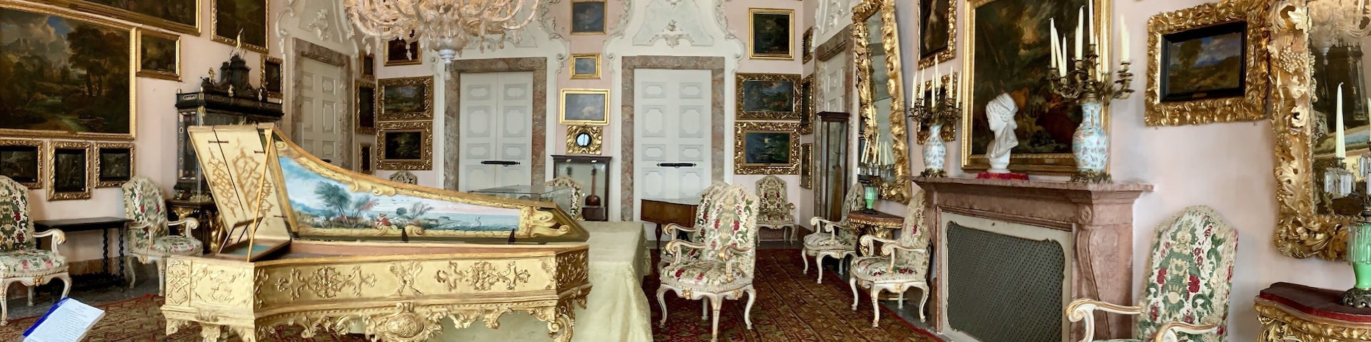 Panorama view of a room in the Borromean Palace on Isola Bella, an island in Lake Maggiore! The total beauty of the room required a panorama!