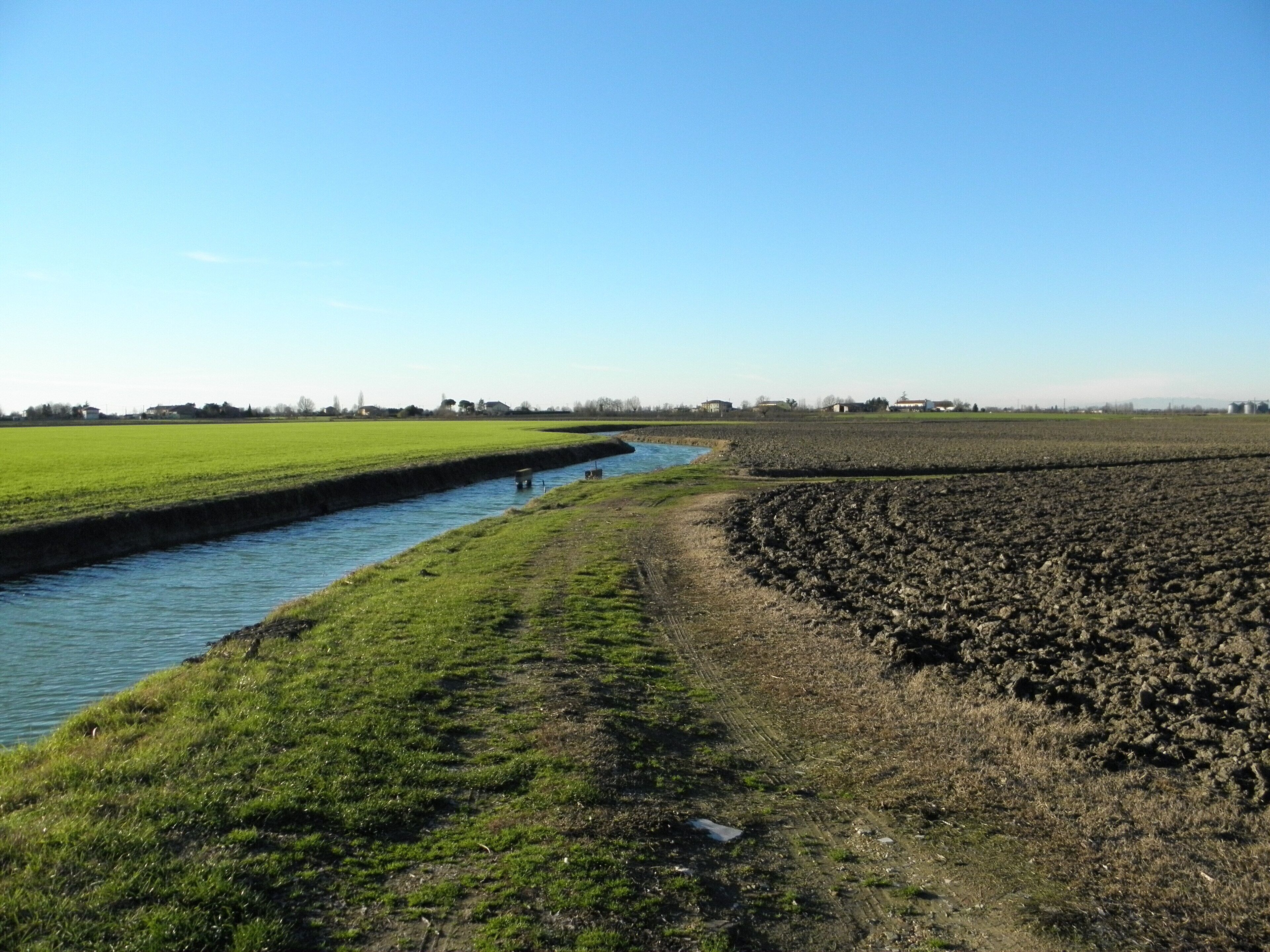 Via Carlo Forlanini tra Rovigo e Grignano Polesine: scorci di campagna polesana nel gennaio 2016.