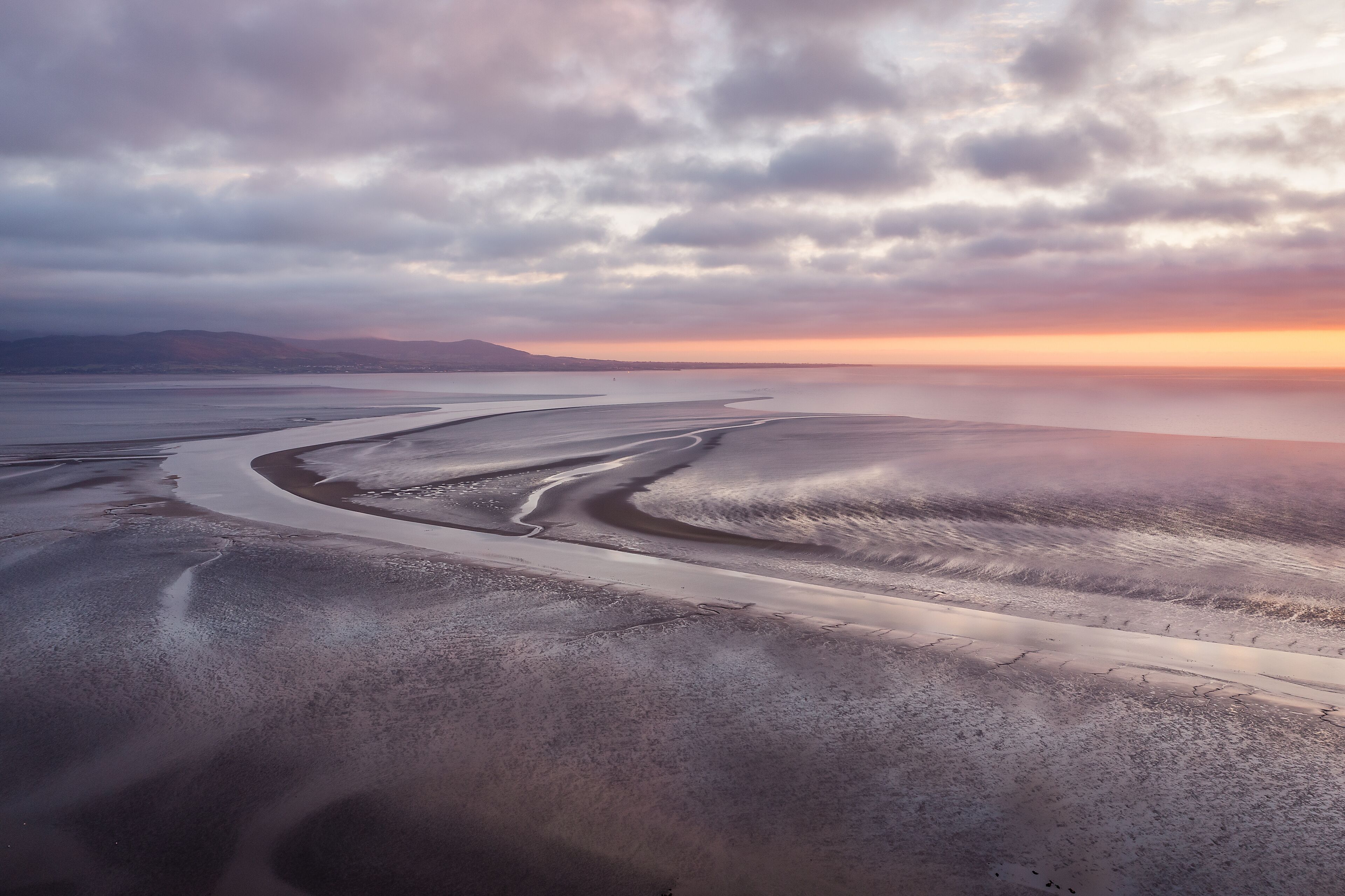Aerial View over Dundalk Bay at Sunrise, Blackrock, Dundalk, County Louth, Ireland