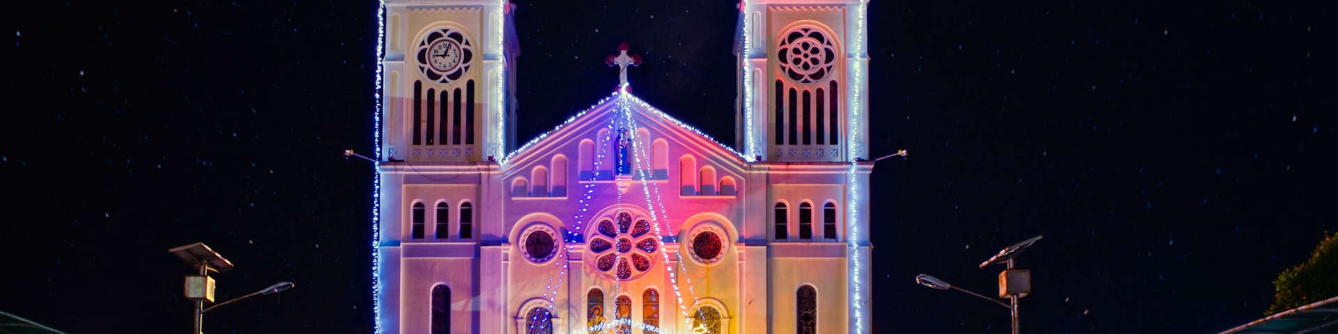 Baguio Cathedral at night under the starts