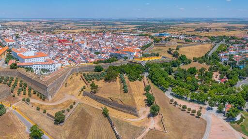 Panorama of Portuguese town Elvas from fort of Saint Luzia