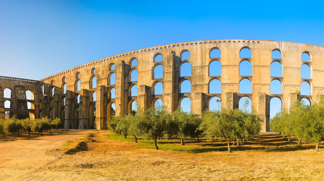 Panorama Amoreira Aqueduct in the town of Elvas. Alentejo Region. Portugal