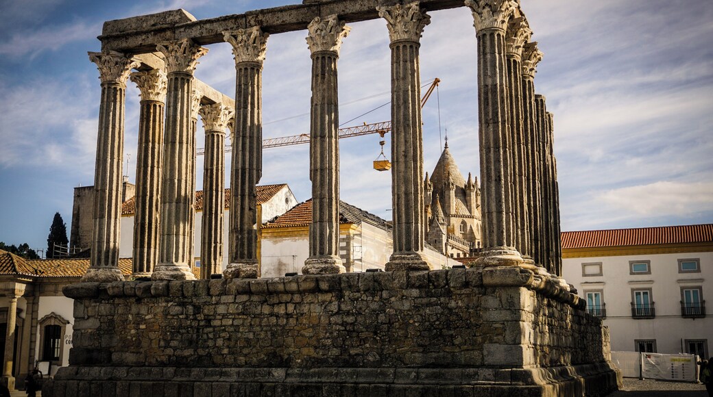 Evora's #History started with the Roman empire. The city has Portugal's largest walled downtown and it features a huge Roman temple right in the middle of the medieval city.