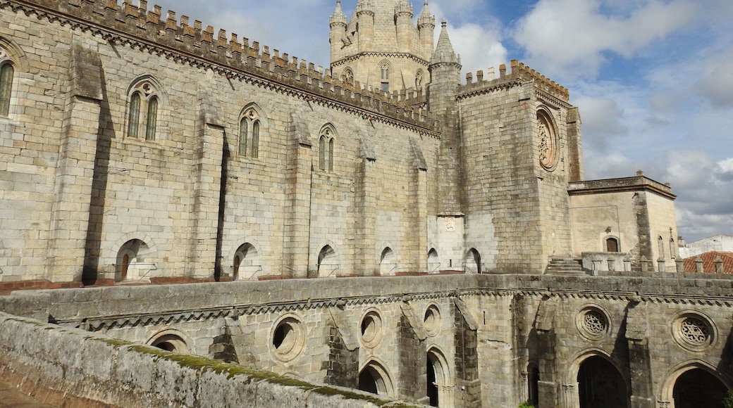 #Catedral #CatedralDeEvora #Cathedral
Catedral de Évora
A Catedral de Évora, ou simplesmente Sé de Évora, teve sua construção iniciada no final do século XII e terminada em meados do século XIII. Posteriormente sofreu várias melhorias e teve acrescentados diversos itens como capela-mor, púlpito, baptistério, etc. Foi construída marcando a transição do estilo Românico para o estilo Gótico. O portal de entrada é ladeado por belas esculturas dos apóstolos. A fachada principal tem duas torres diferentes. Apenas uma tem sinos. Uma visita ao telhado é recomendada para se ver detalhes da construção e apreciar a bela vista que se tem de lá de cima.