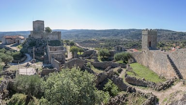 Panoramic exterior view at the iconic Marialva Medieval Castle and fortress, on Marialva village, Guarda, Portugal