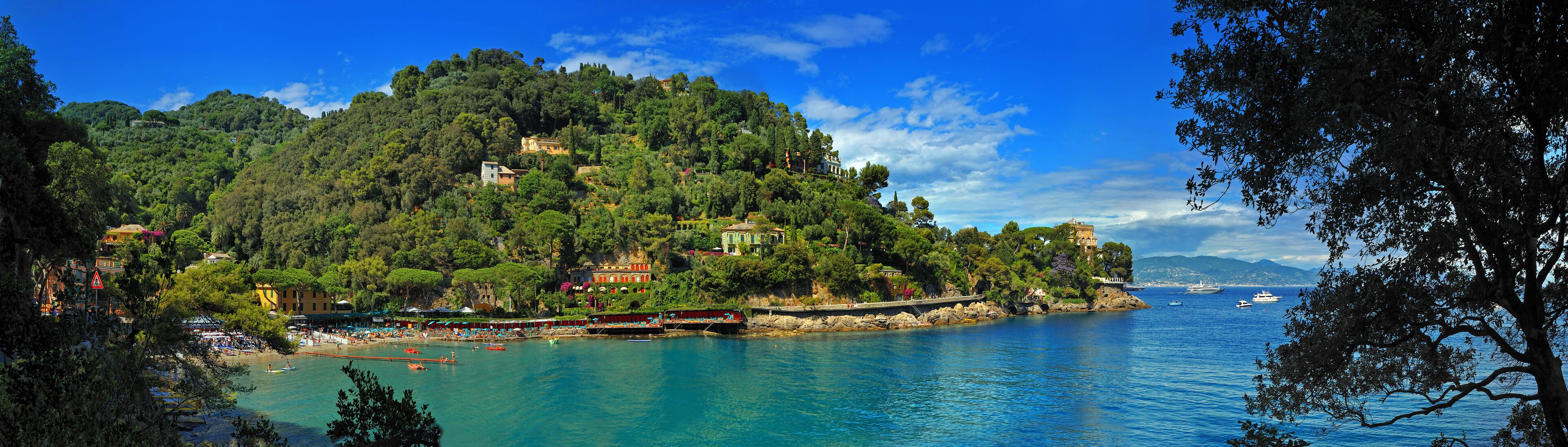 panoramic view of Italian Riviera gulf near Santa Marherita