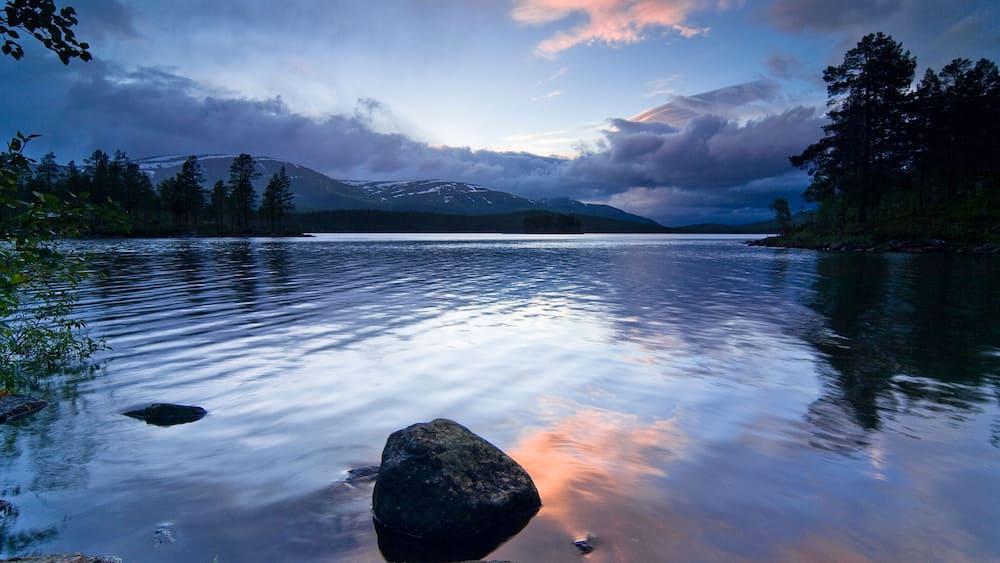Evening at a lakeside, North-Trondelag Steinkjer, Norway, Scandinavia, Europe