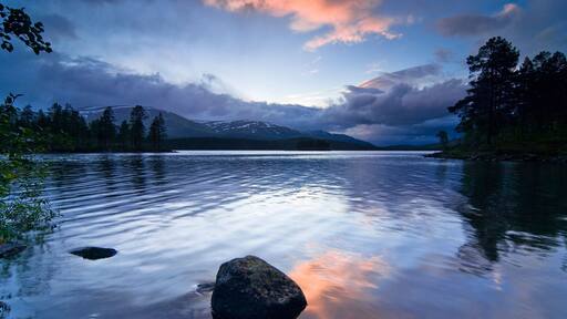 Evening at a lakeside, North-Trondelag Steinkjer, Norway, Scandinavia, Europe
