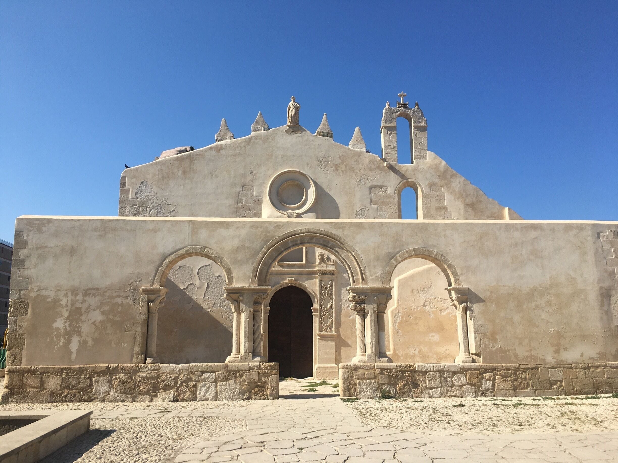 Old church of San Giovanni in Siracusa. Entrance to the second biggest catacombs in Europe.
