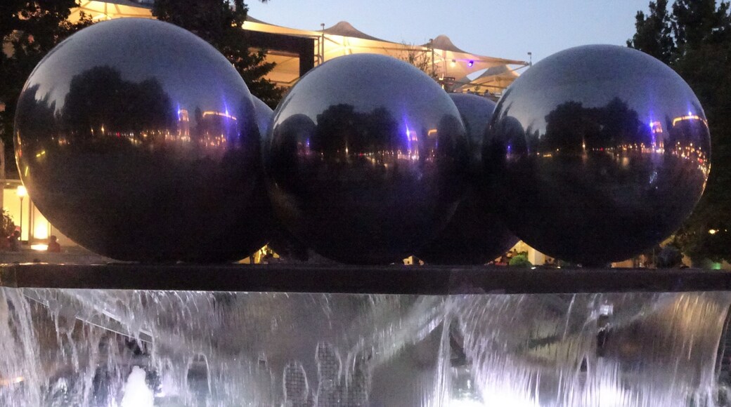 This original fountain reflects Fountain Square (city centre). #Azerbaijan