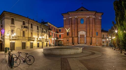 Alessandria - The church Chiesa di Santo Stefano at dusk.