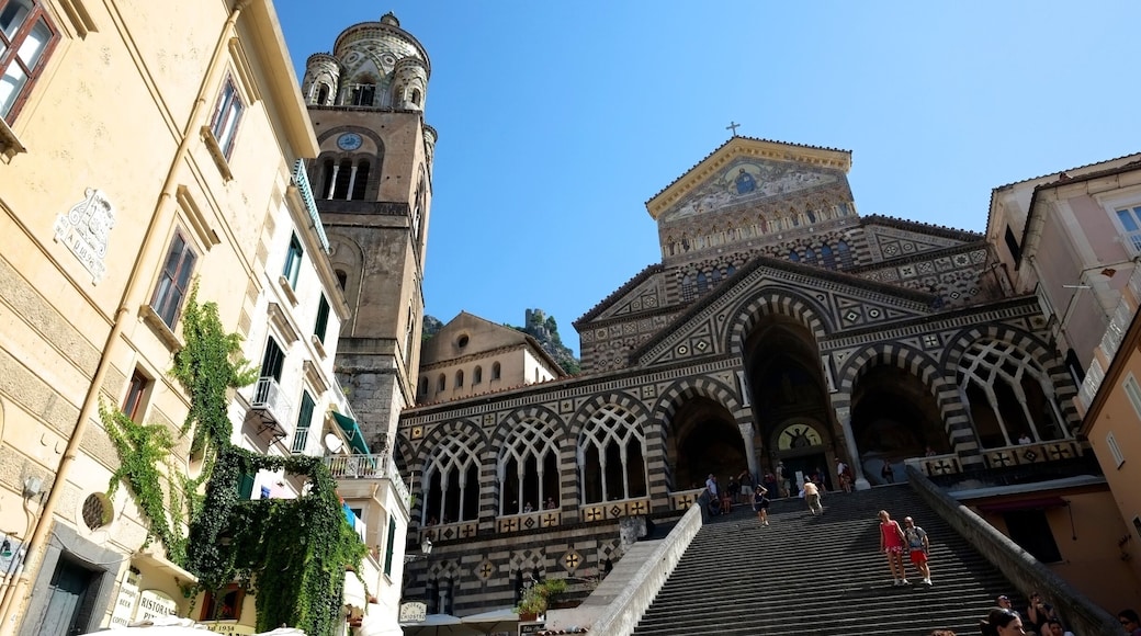 Amalfi Cathedral is a 9th-century Roman Catholic cathedral in the Piazza del Duomo, Amalfi, Italy. It is dedicated to the Apostle Saint Andrew whose relics are kept here. Formerly the archiepiscopal seat of the Diocese of Amalfi, it has been since 1986 that of the Diocese of Amalfi-Cava de' Tirreni.