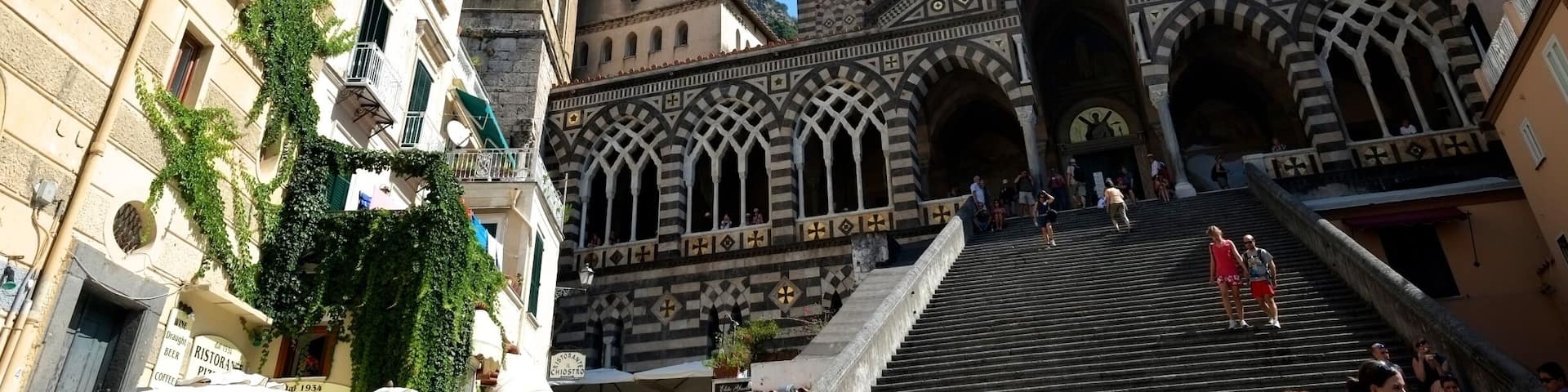 Amalfi Cathedral is a 9th-century Roman Catholic cathedral in the Piazza del Duomo, Amalfi, Italy. It is dedicated to the Apostle Saint Andrew whose relics are kept here. Formerly the archiepiscopal seat of the Diocese of Amalfi, it has been since 1986 that of the Diocese of Amalfi-Cava de' Tirreni.