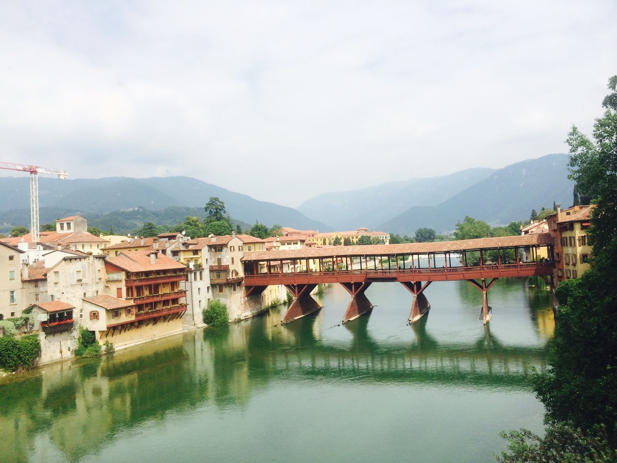 Ponte Vecchio (Old bridge) is located in Bassano del Grappa in the province of Veneto, Italy. This bridge has been destroyed for so many times and the last was during World War II. The bridge spans the Fiumi Brenta (Brenta River).
When visiting Venice try to make it to this wonderful place, a small town but rich in history. An  hour and a half drive from Marco Polo International Airport in Venice.
#bassanodelgrappa