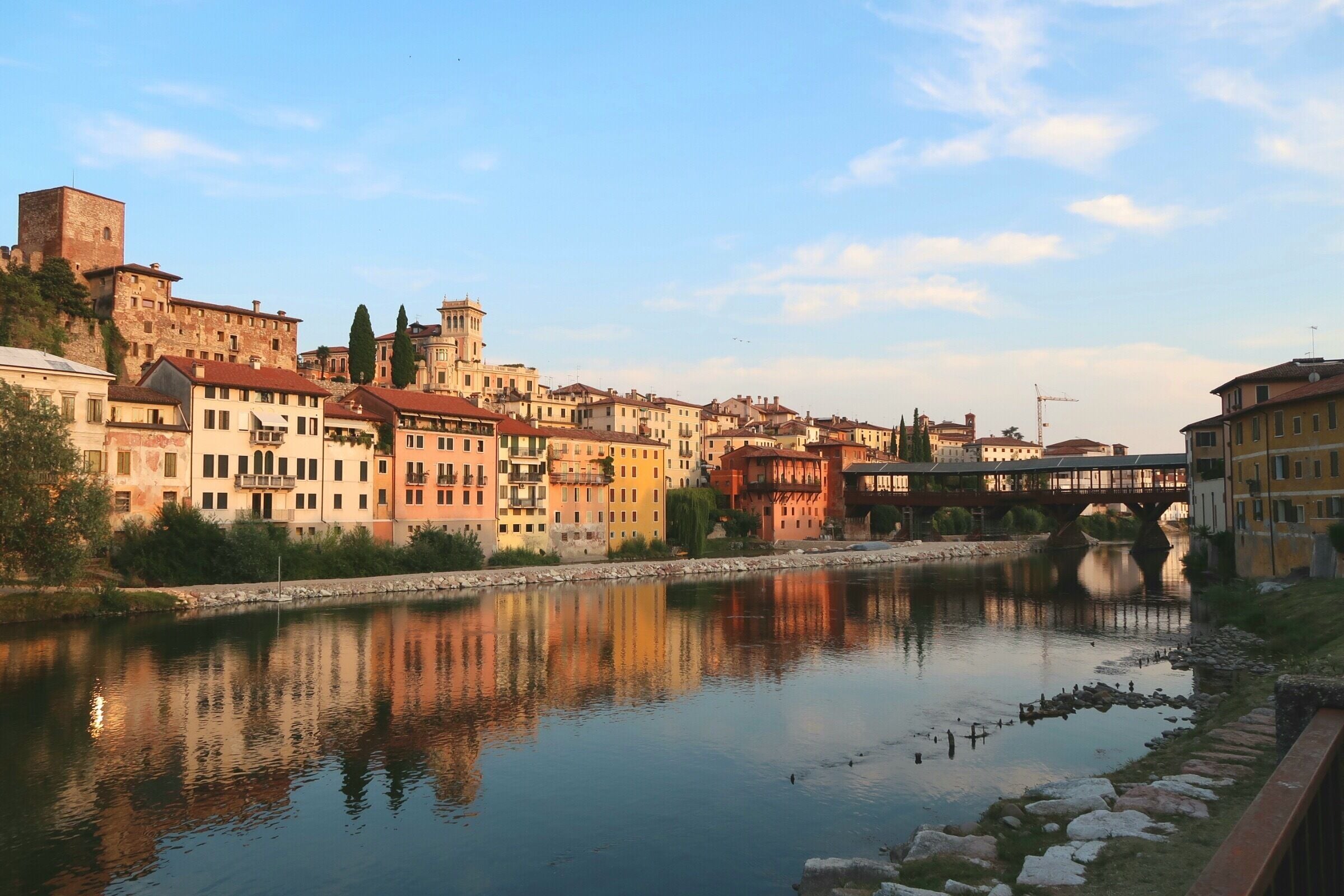 My beautiful hometown. The river Brenta, the Ponte Vecchio/Ponte degli Alpini. 