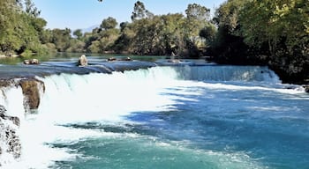 Waterfall at Manavgat- Turkey.
Took a trip to see the waterfall followed by a river cruise along the Manavgat River. The water is a lovely blue-green colour.