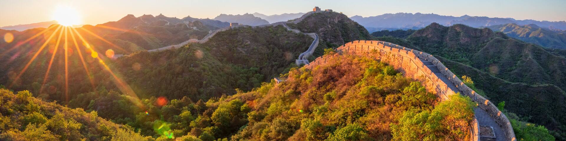 sunrise at the great wall of China