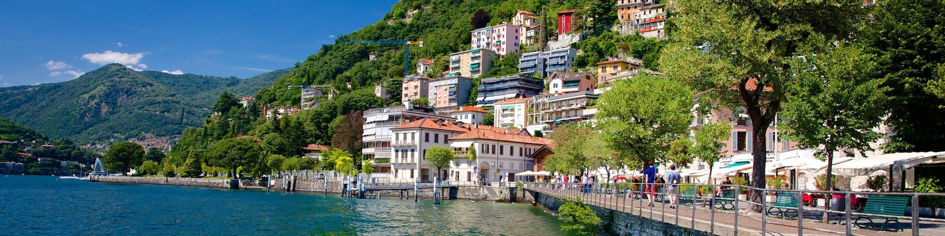 Como which includes a coastal town, a house and a bay or harbor