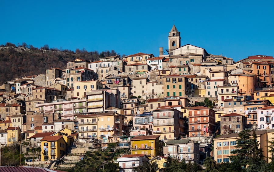 FIUGGI, Italy, View of the old Town on the Hill