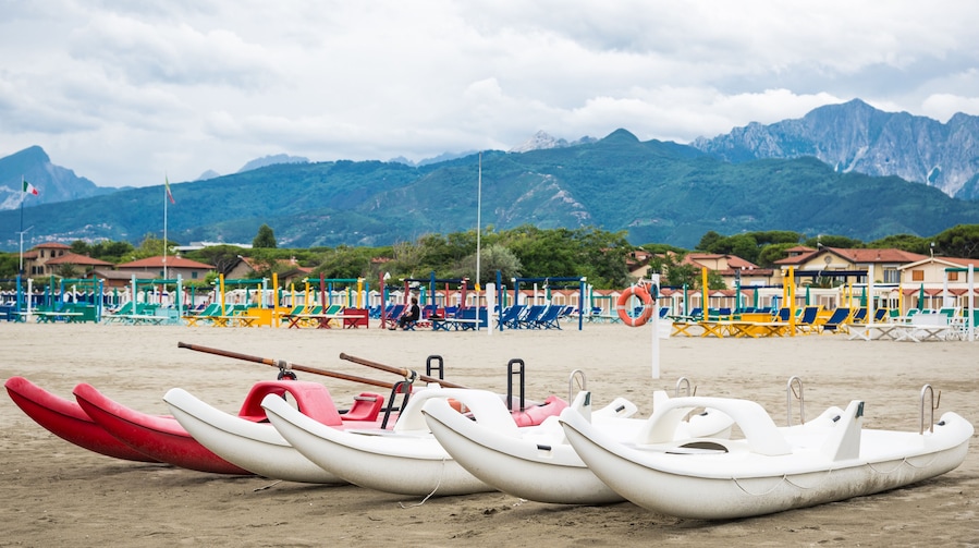 Forte dei Marmi sand beach, Versilia cost, Tuscany, Italy