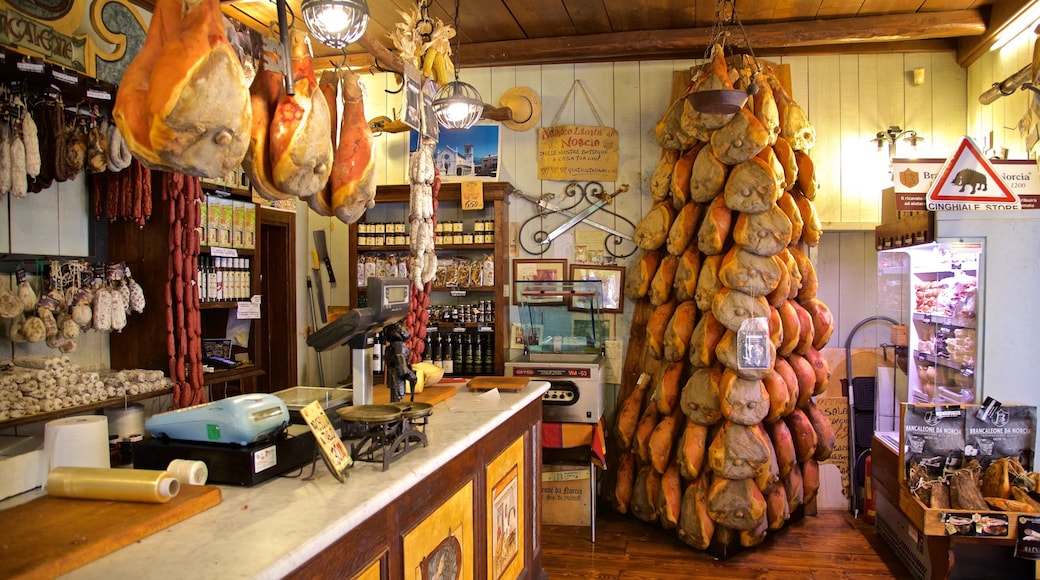 Norcia which includes food and interior views