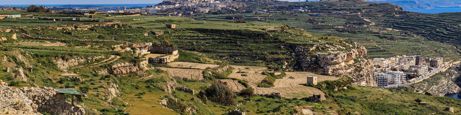 landscape of the south of the Mediterranean island of Gozo.