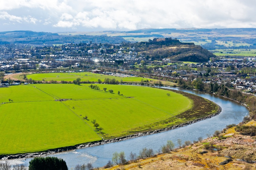 Stirling Castle from the Wallace Monument, Bridge of Allan, Scotland