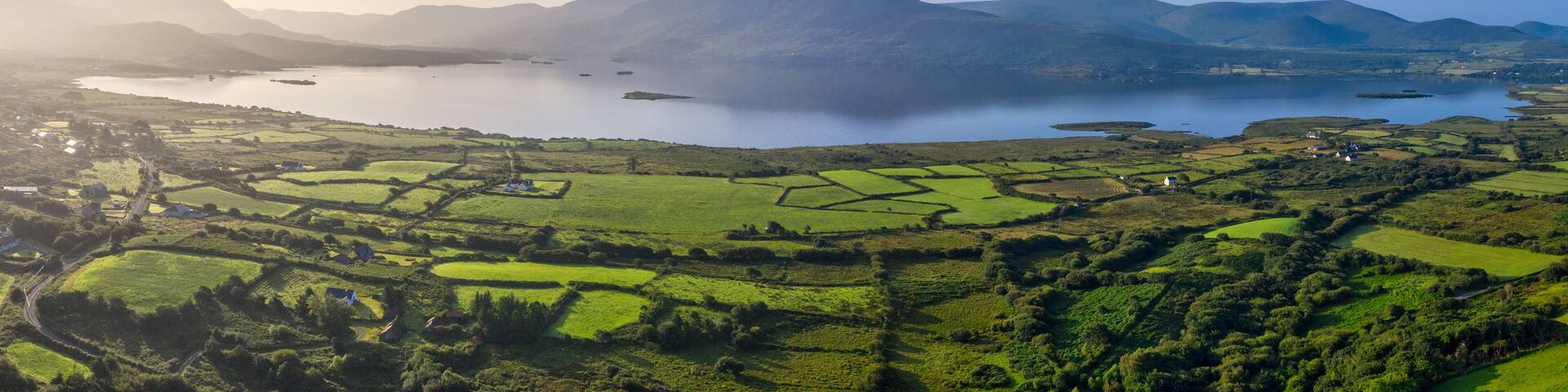 Panoramic view of Lough Currane near Waterville (Kerry) in summer
