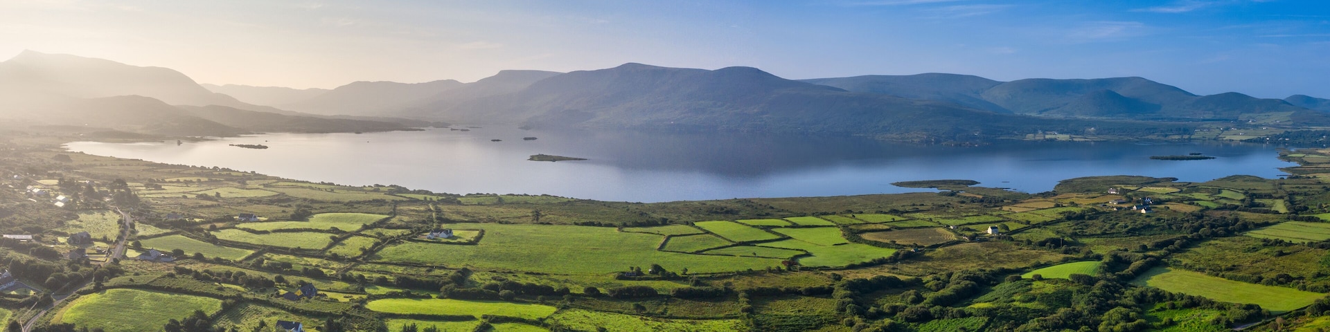 Panoramic view of Lough Currane near Waterville (Kerry) in summer