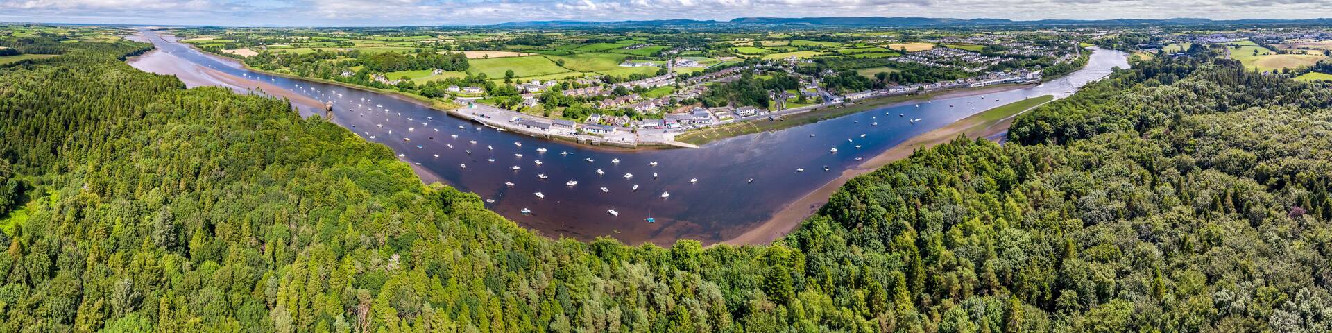 Aerial view of the river Moy at Ballina in County Mayo - Republic of Ireland