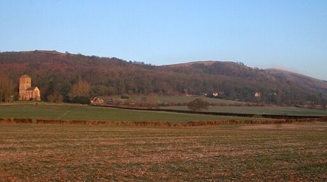 The Fields of Little Malvern A good view across the parish. From Little Malvern Priory to St Wulstans Roman Catholic Church with the Malvern Hills behind.