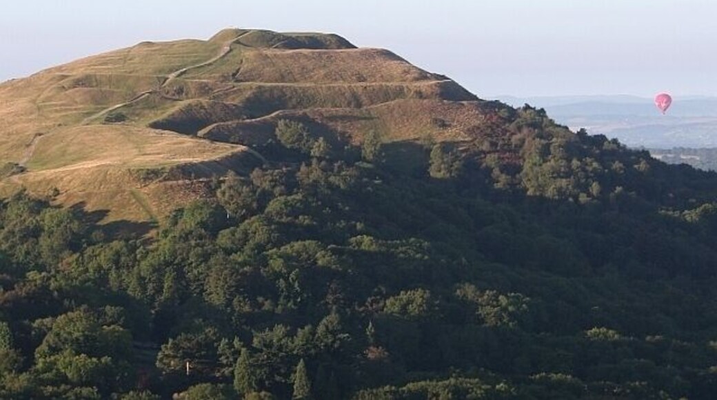 Balloon Flight near Herefordshire Beacon. An early morning flight - probably from near Eastnor Castle. While the air is cold and dense heating the small amount of air in the balloon gives a great more lift than during a hot afternoon. Seen later the same day:- 557876
