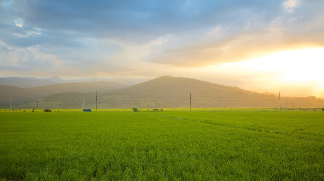 Dominicaanse Republiek bevat landschappen en een zonsondergang