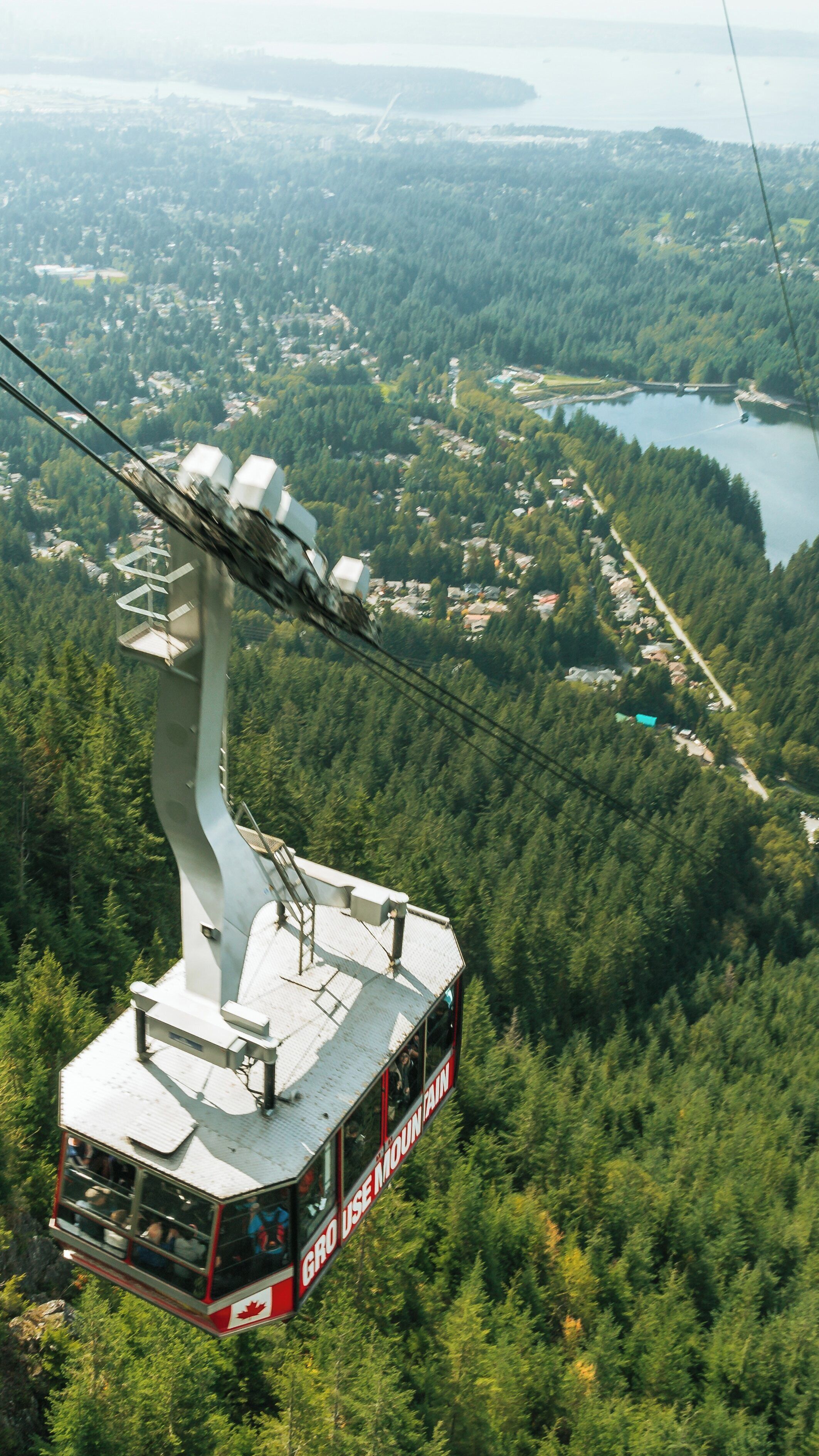 Grouse Mountain gondola ride offers stunning views over Vancouver and surrounding landscapes