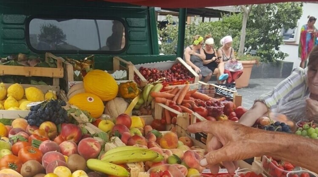 Fruit stand outside Poseideon Terme. This hot springs park is beautiful and very relaxing.