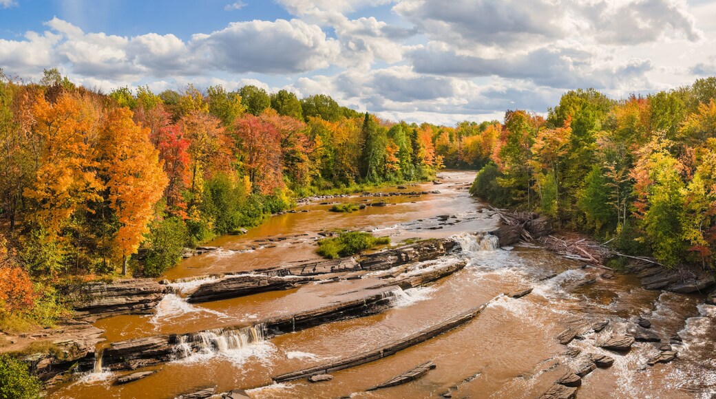 Autumn at Bonanza Falls on the Big Iron River - near Silver City and Porcupine Mountains Wilderness State Park - Michigan Upper Peninsula