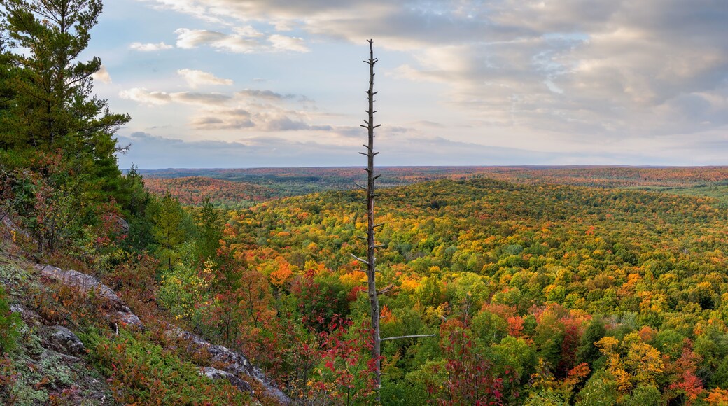 Beautiful autumn morning view from Wolf Mountain in the Ottawa National forest in the Michigan Upper Peninsula