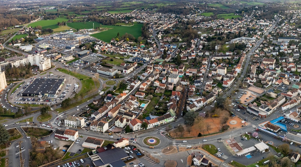 Aerial View Around The Old Town Of The City Bellerive-sur-Allier In France on a cloudy spring morning