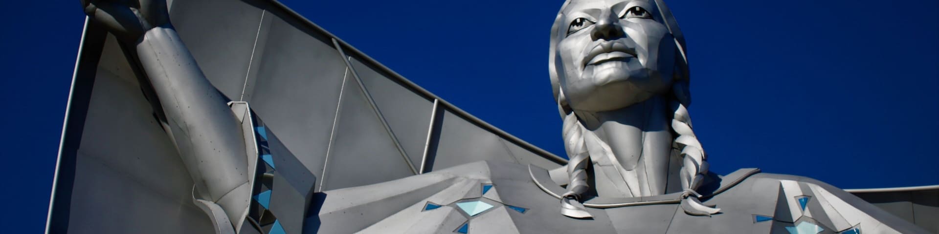Dignity sculpture by Dale Claude Lamphere located on a bluff overlooking the Missouri River near Chamberlain, South Dakota