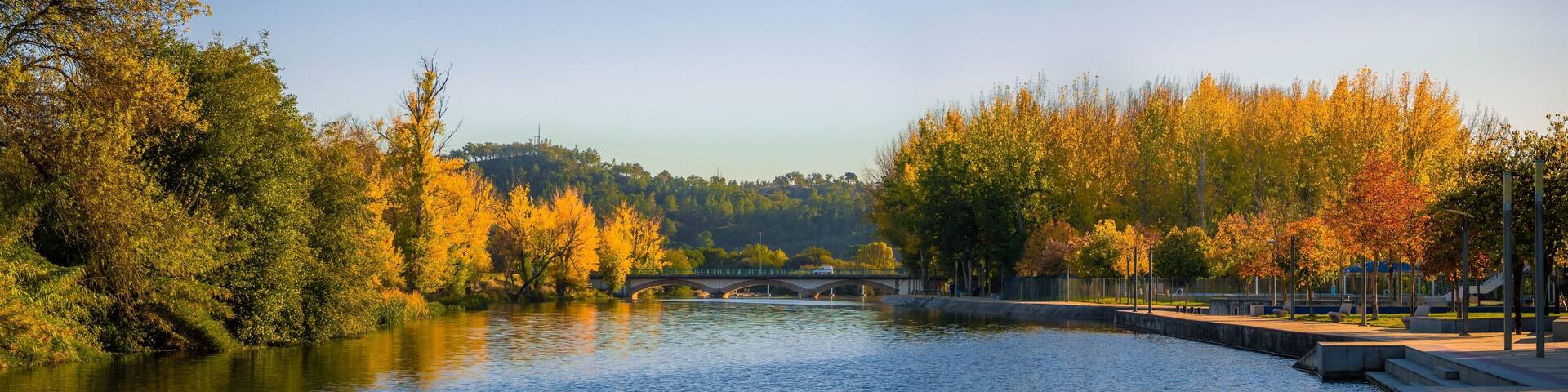 Panoramic shot of a beautiful lake at Ponte de Sor in Portugal
