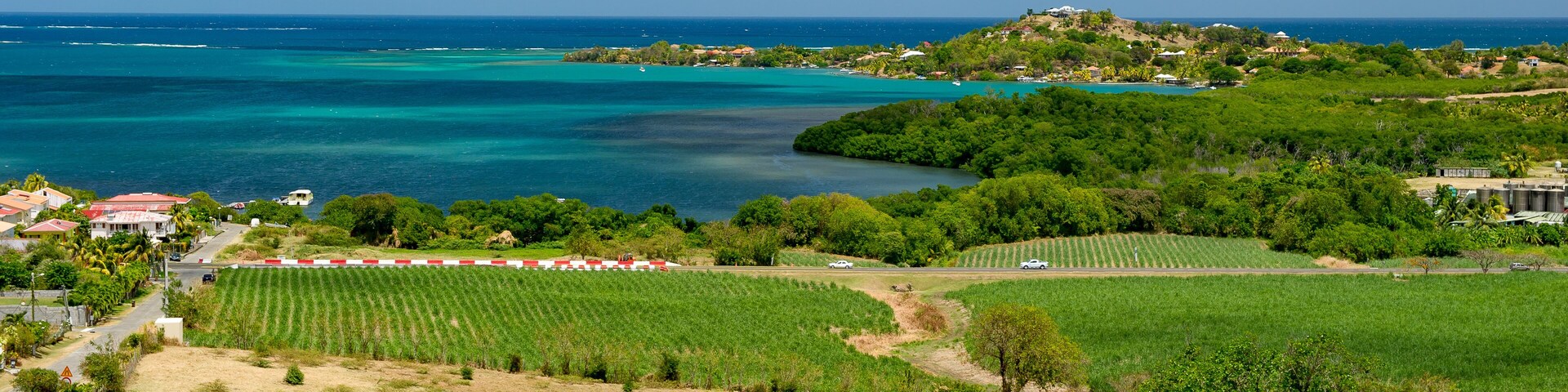 Le Francois, Martinique / 04.08.2014. Martinique, FWI - View to Les Trois Ilets from the mountains