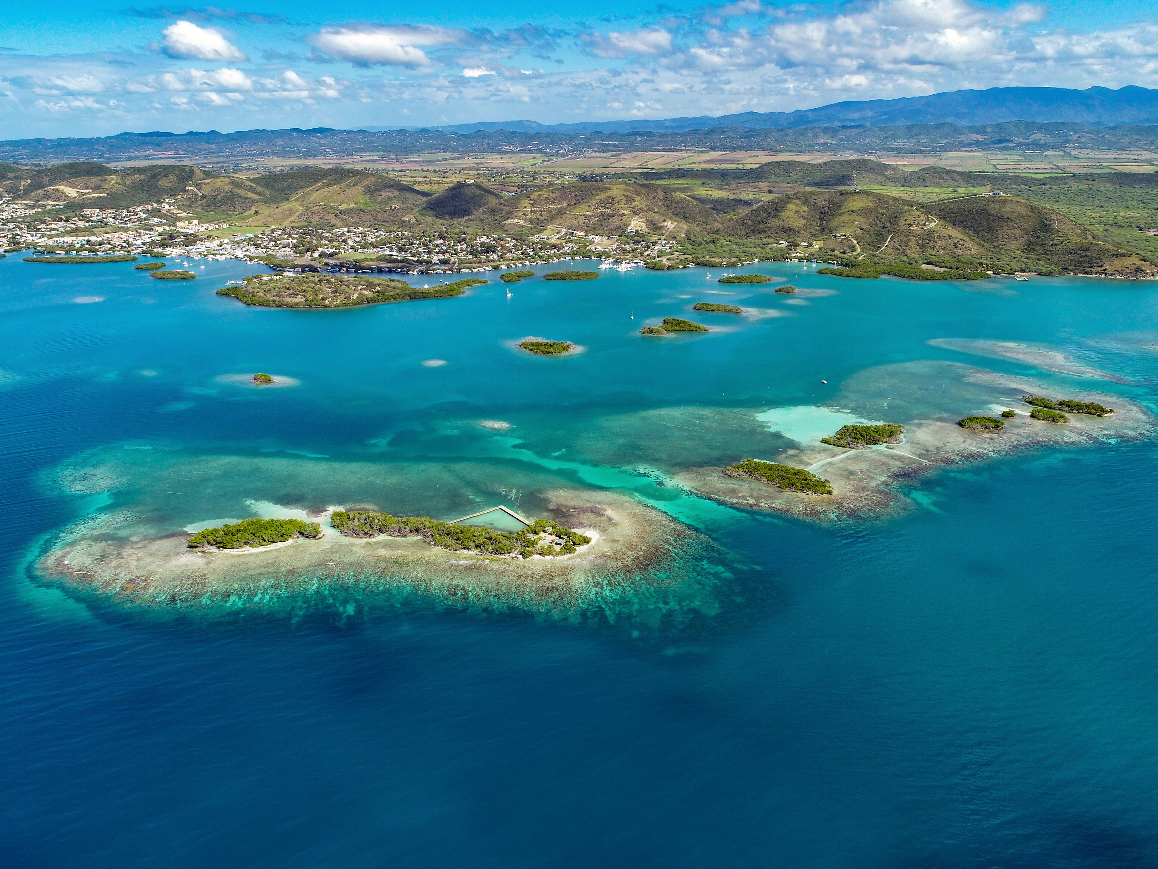 Aerial view of the largest reef system on the southwestern coast of Puerto Rico.