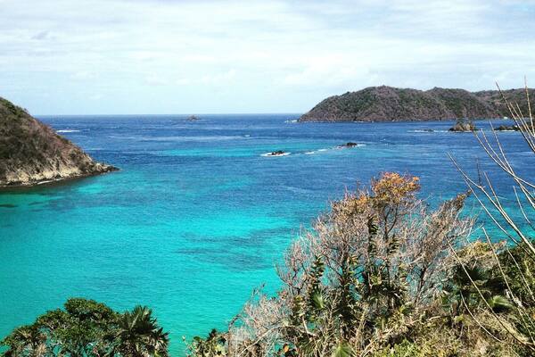 A Birdseye view Batteaux Bay from the lookout point above Blue Waters Inn in Speyside, Tobago. Without a doubt the perfect spot for diving and snorkeling and the hotel provides one of the most relaxing, Eco-friendly experiences on the island.
