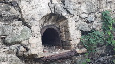Particular exit heat tunnel under the copper for boiling sugar at the Speyside old sugar factory.