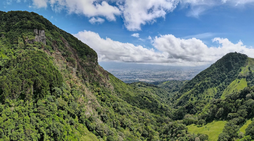 Aerial view of the Cruz de Alajuelita and Pico Blanco in Escazu, Costa Rica