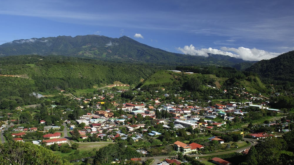 View of valley and town of Boquete, Panama, Central America