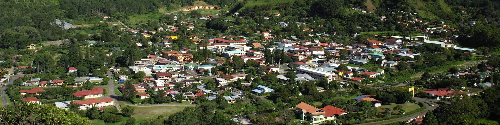 View of valley and town of Boquete, Panama, Central America