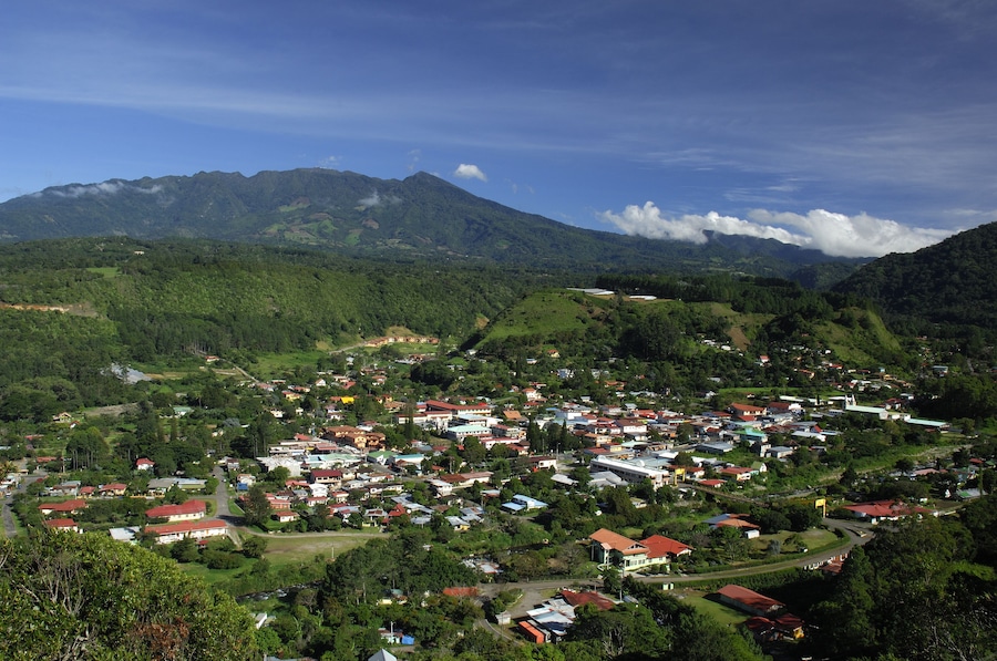 View of valley and town of Boquete, Panama, Central America