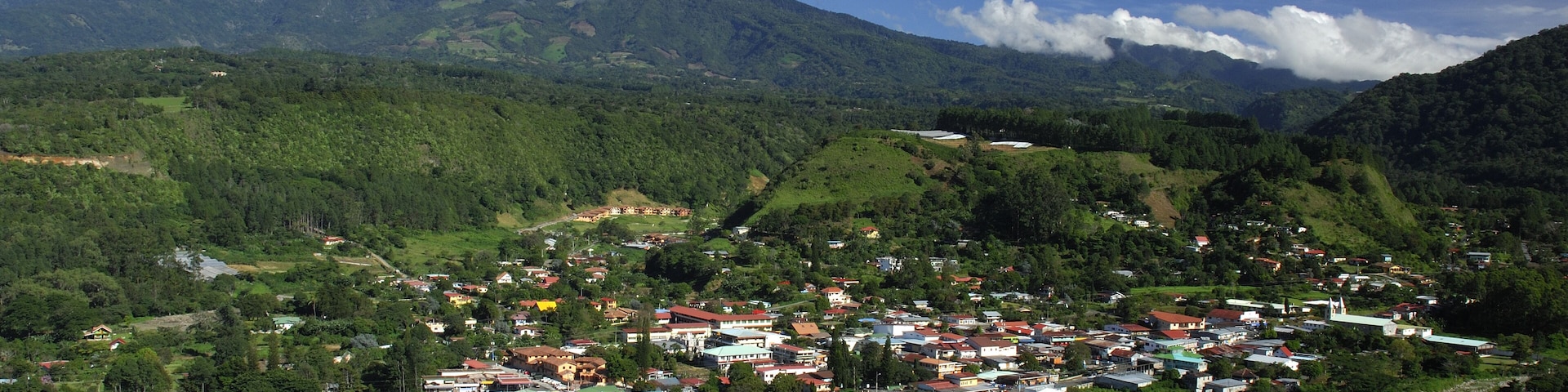 View of valley and town of Boquete, Panama, Central America