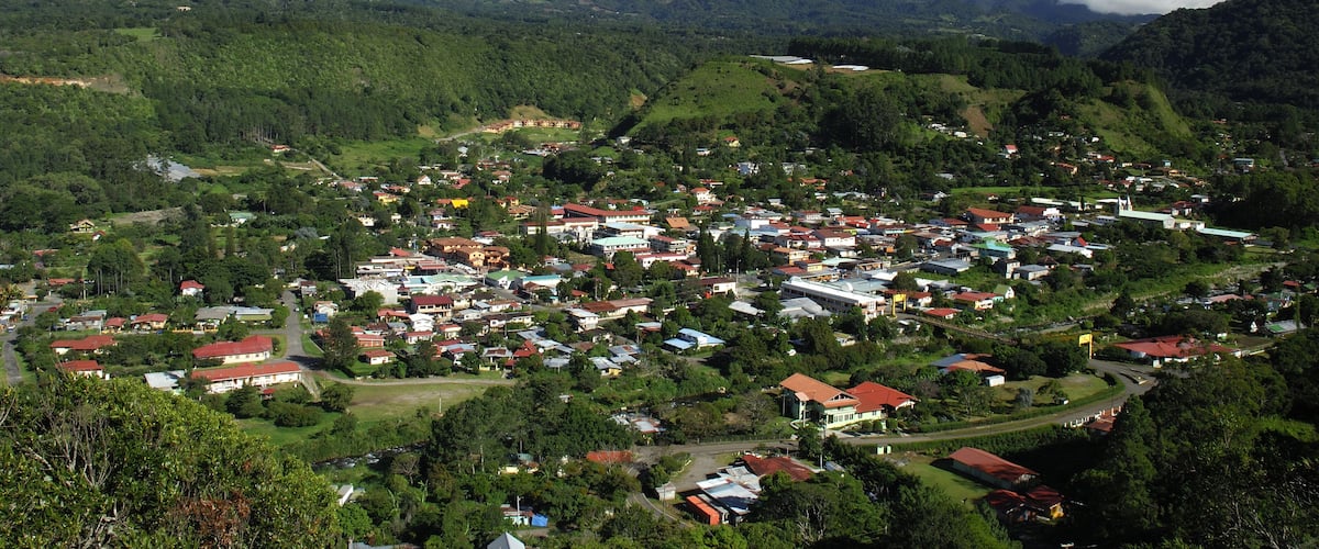 View of valley and town of Boquete, Panama, Central America